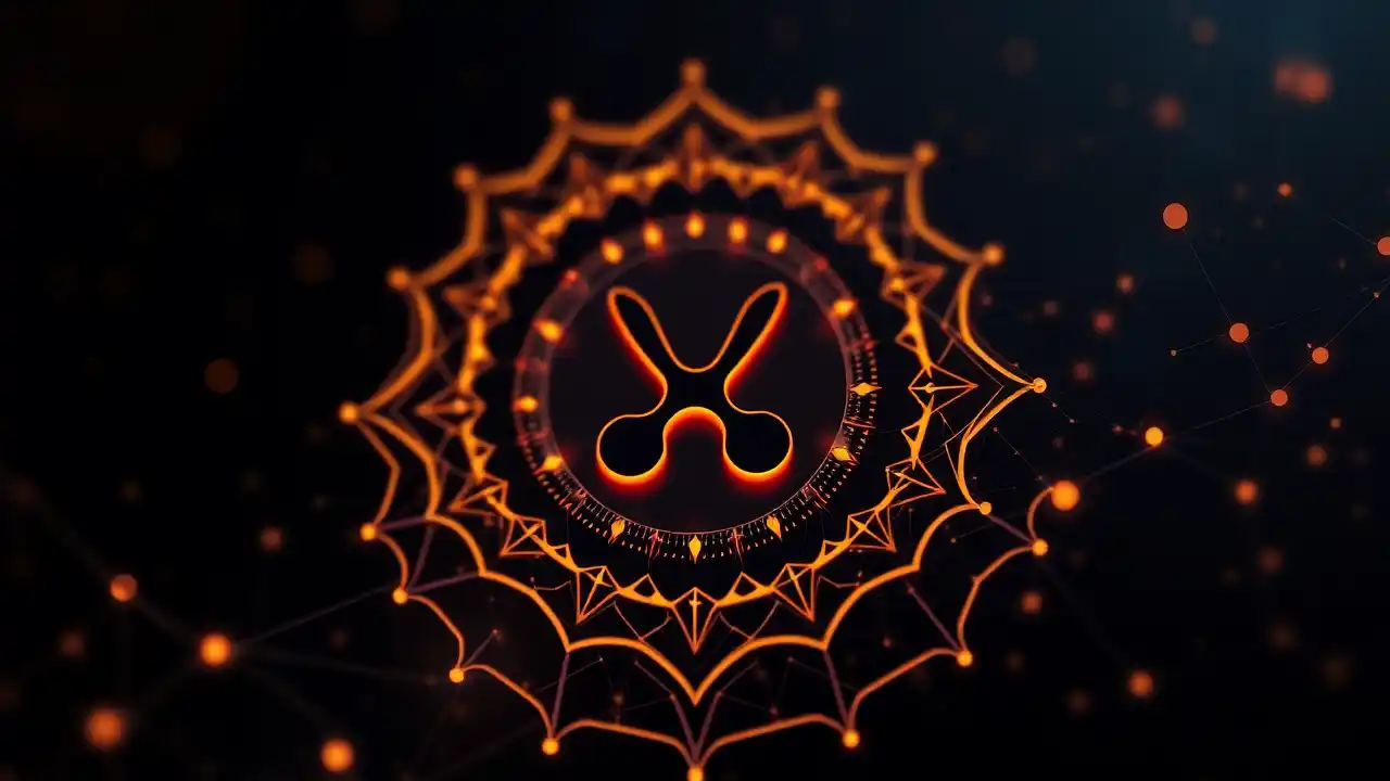 Digital finance and blockchain technology, abstract atomic structure, subtle Indian aesthetic.