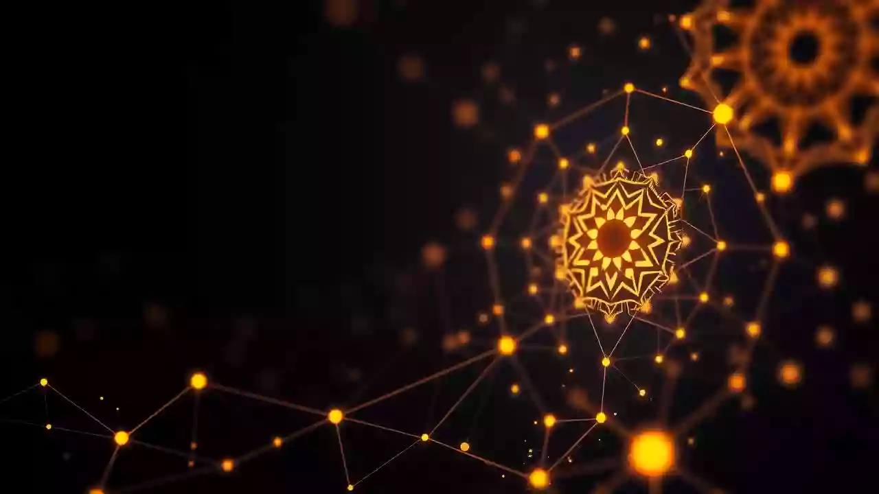 Abstract XRP icon, blockchain tech, and digital finance with Indian-inspired colors.