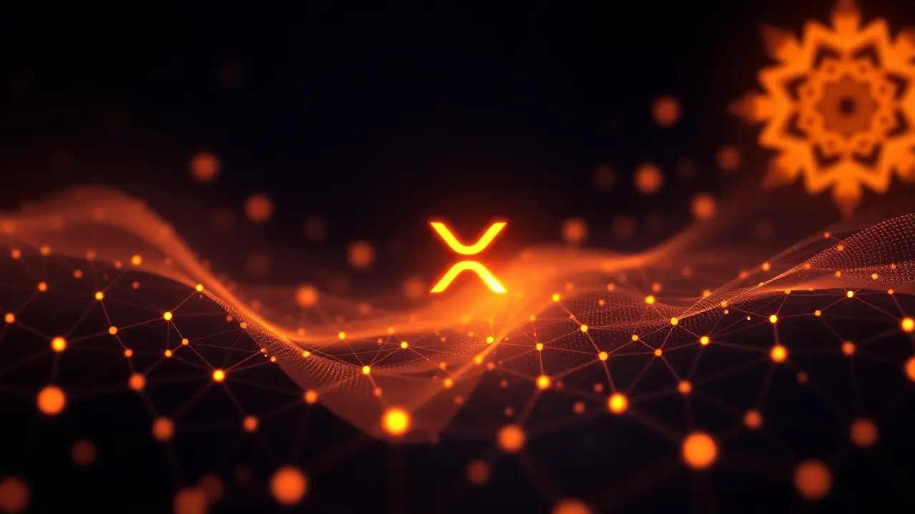 Abstract XRP icon, blockchain tech, and digital finance with subtle Indian patterns for beginners.