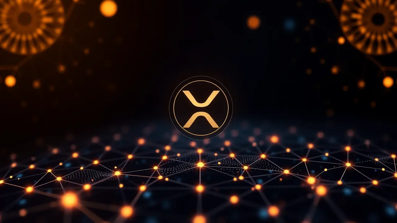 INR vs XRP: Abstract blockchain comparison with digital finance tech and subtle Indian hues.