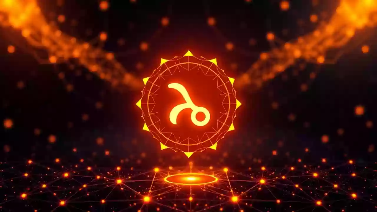 Futuristic XRP icon with blockchain tech, digital finance, and Indian-inspired motifs.