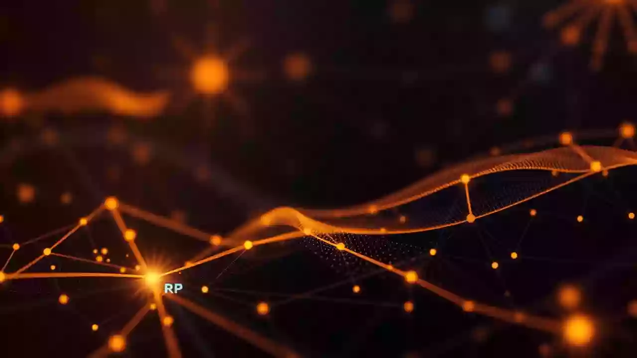 Abstract blockchain tech for secure XRP crypto, with Indian-inspired digital finance patterns.