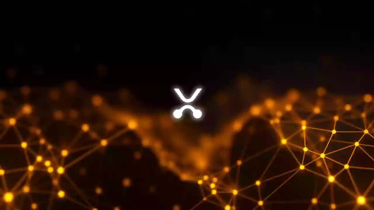 Abstract digital art depicting blockchain finance, with Indian patterns, for XRP trading.