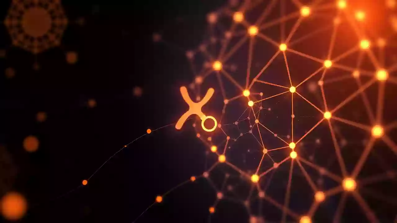 Abstract XRP icon and blockchain network, vibrant with Indian patterns, for global market arbitrage.