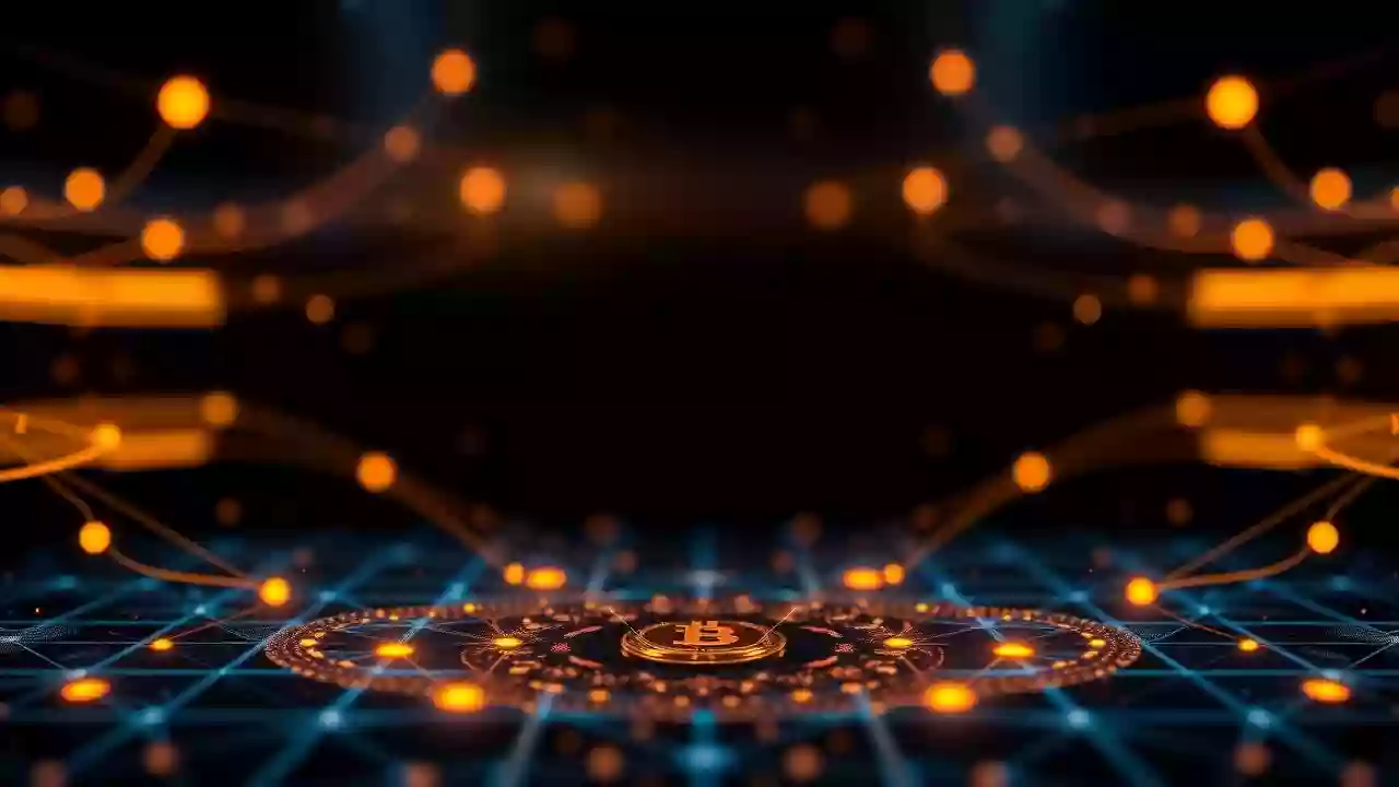 Abstract XRP icon on blockchain tech grid, Indian-inspired digital finance, representing investment analysis.