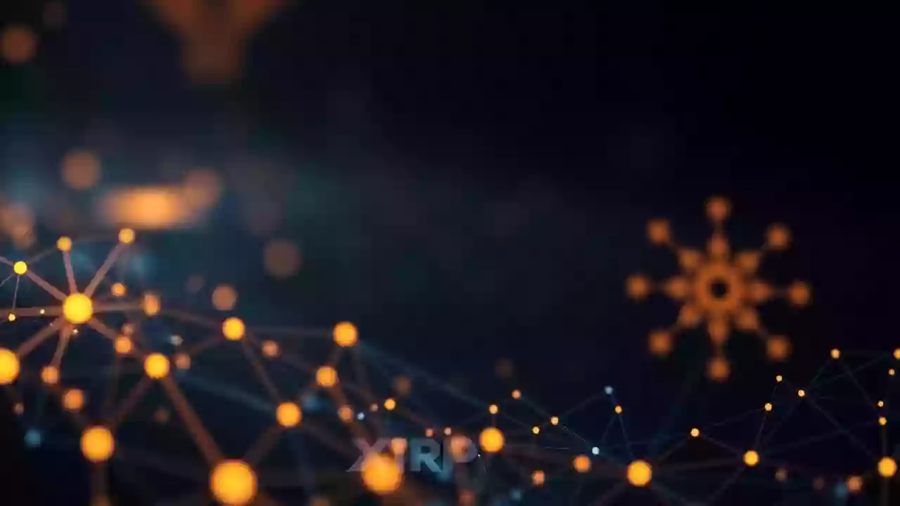 Abstract XRP icon symbolizing blockchain innovation and global digital finance, with subtle Indian motifs.