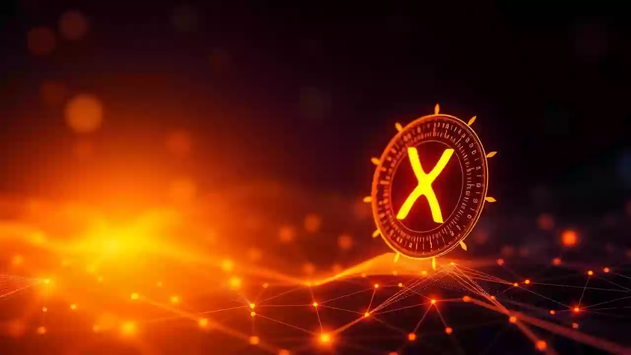 XRP icon, blockchain tech, digital finance tools with Indian patterns for investment analysis.