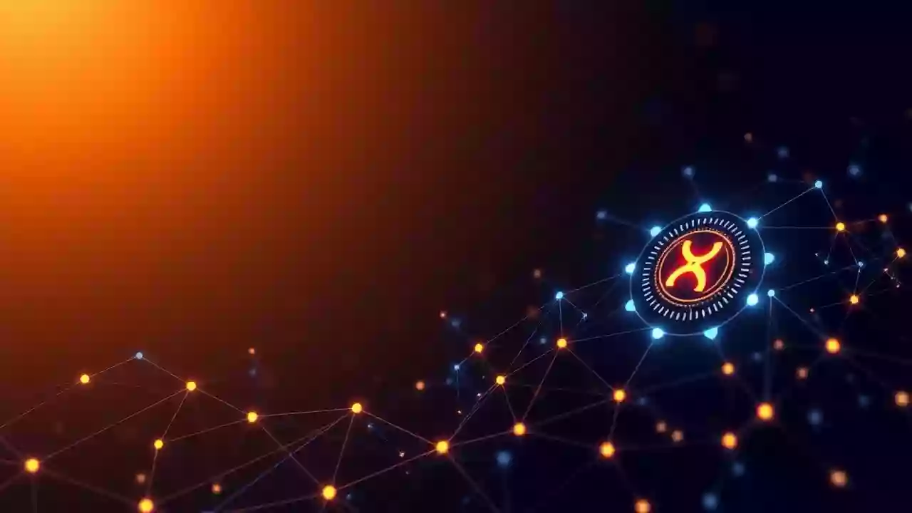 Abstract XRP icon, blockchain and digital finance visualized with subtle Indian patterns.