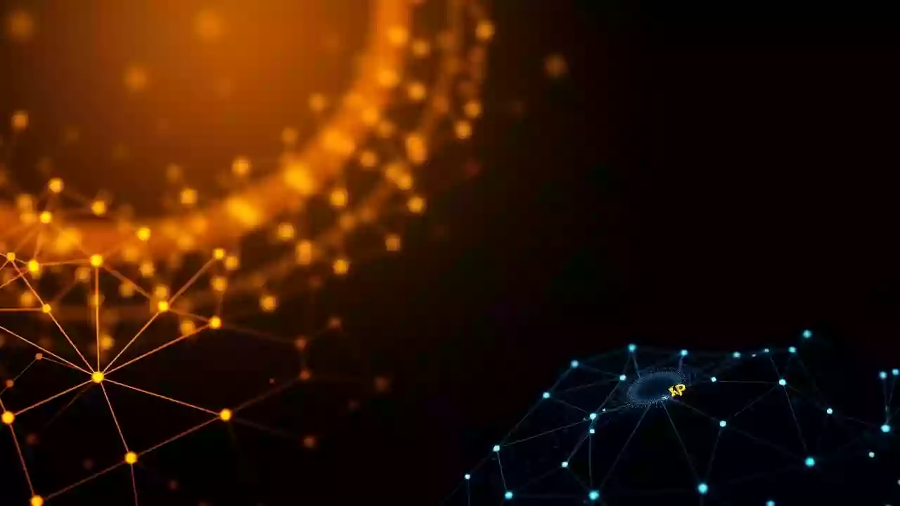 Abstract XRP icon in a vibrant, Indian-inspired blockchain network, for long-term digital finance.