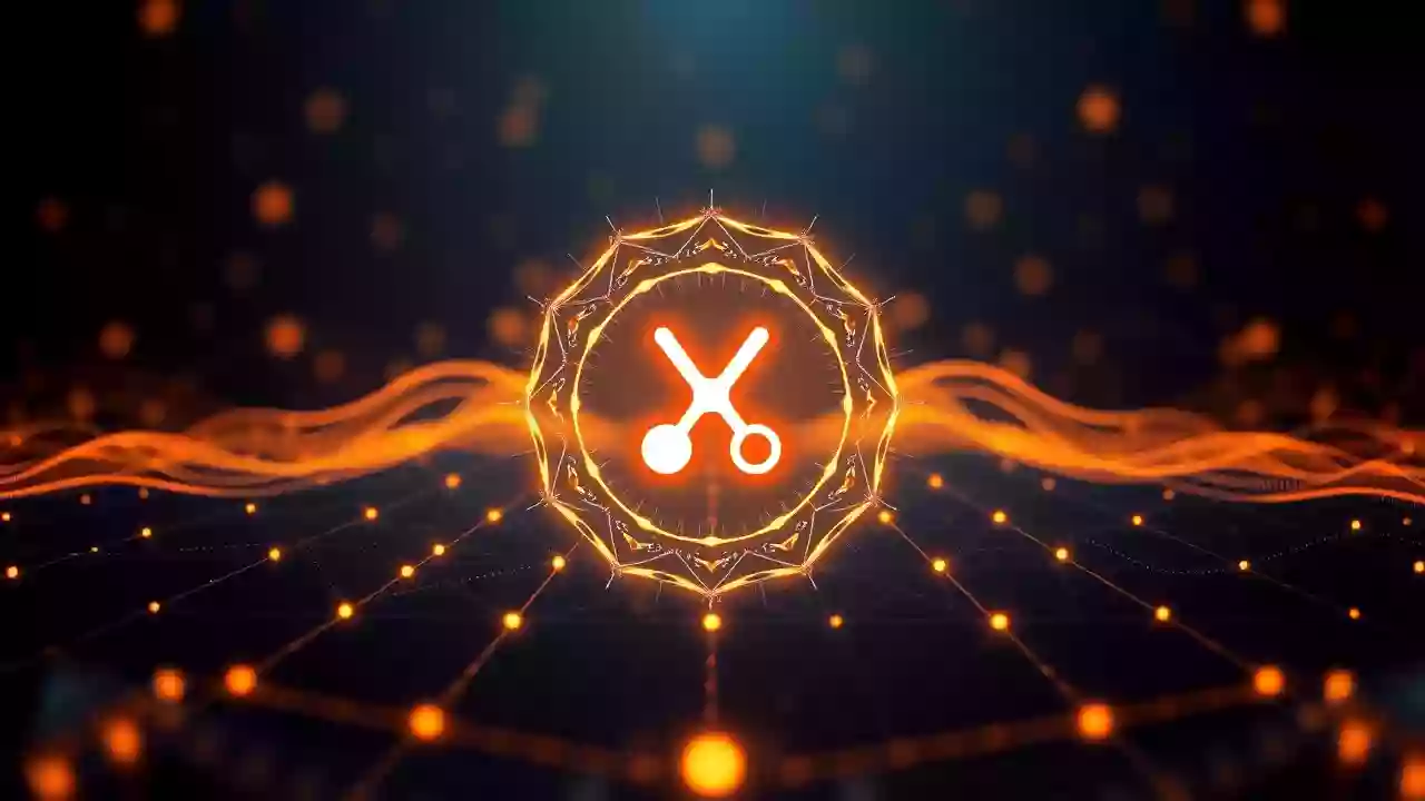 XRP icon on a vibrant, Indian-patterned blockchain network, for crypto trading signals.