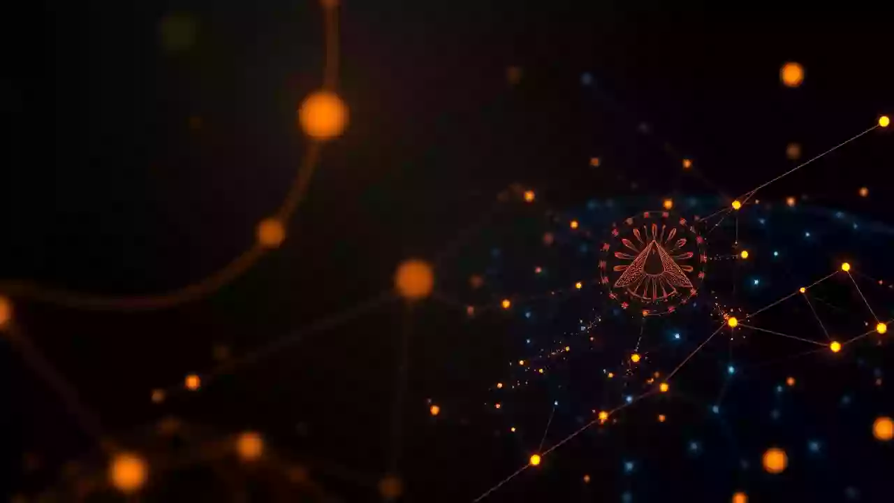 Abstract XRP icon on a vibrant blockchain chart, showcasing Indian-inspired digital finance.