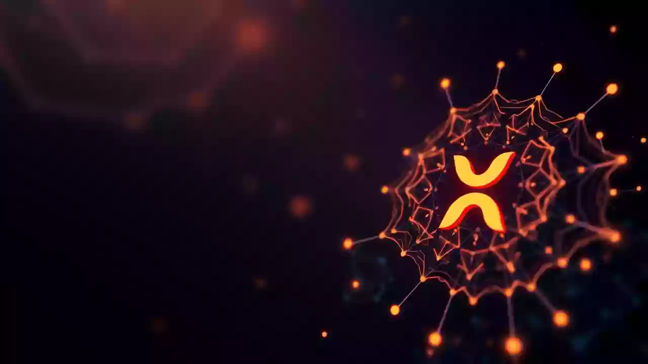 Abstract XRP icon within a vibrant, Indian-inspired digital finance and blockchain network.