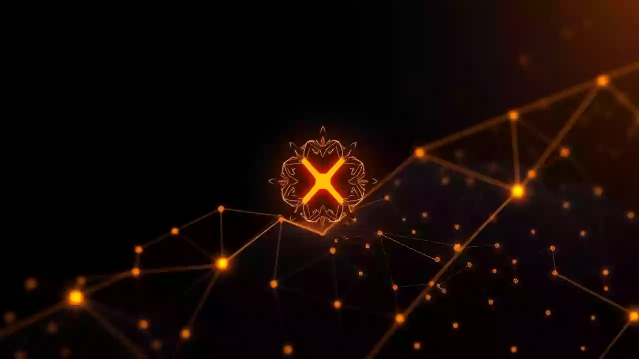 Vitalik Buterin and XRP: Blockchain finance concept art with Indian-inspired tech patterns.