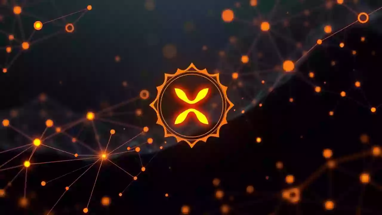 Abstract whale icon, digital blockchain grid, subtle Indian patterns for large XRP alerts.